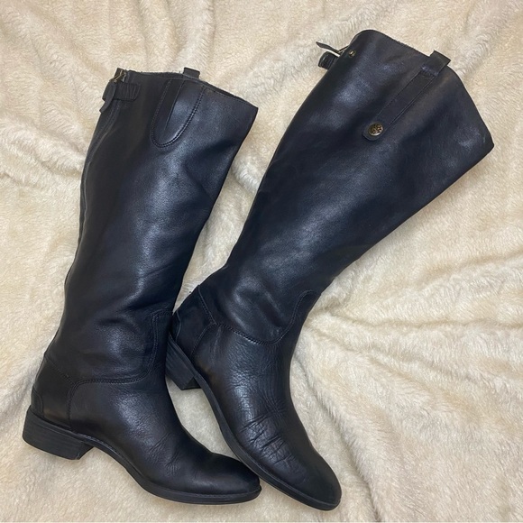 SAM Edelman Blk Leather Boots - Picture 2 of 14